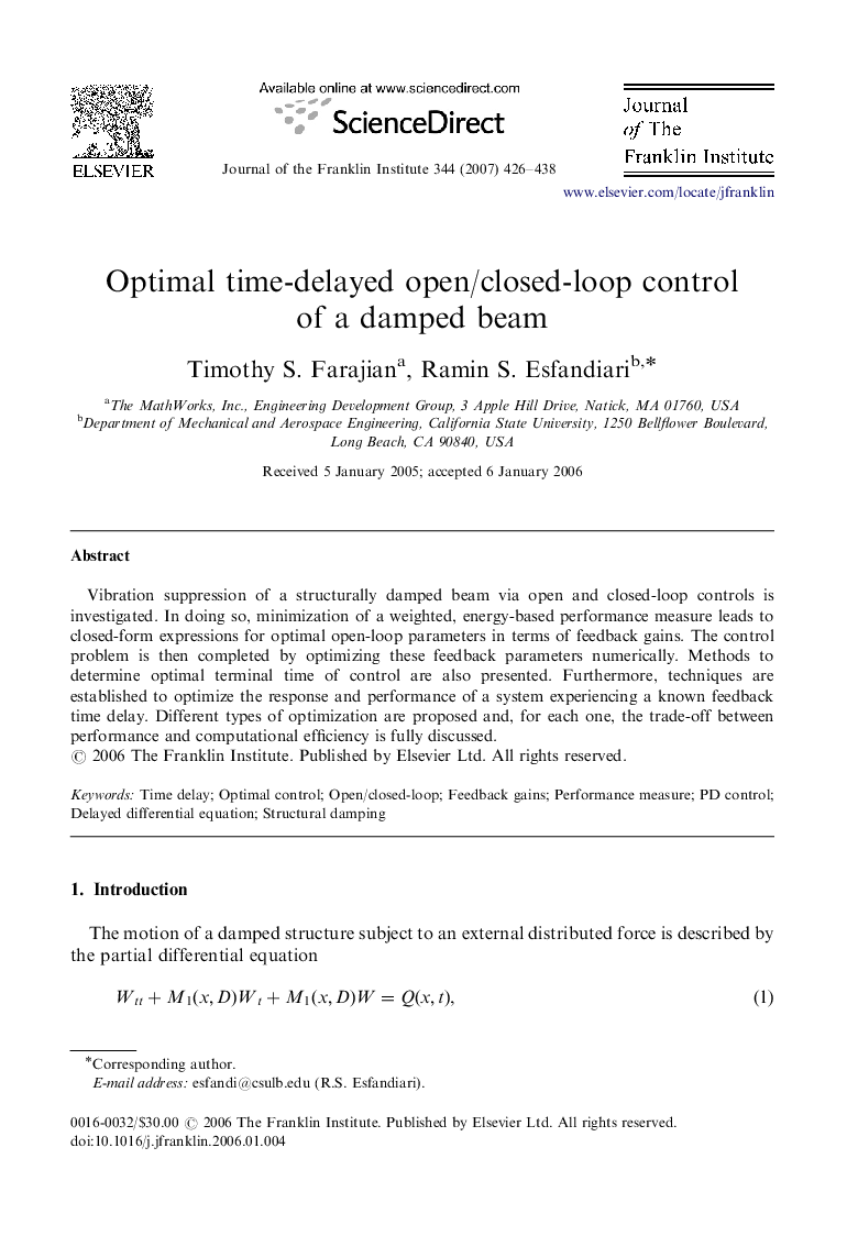 Optimal time-delayed open/closed-loop control of a damped beam