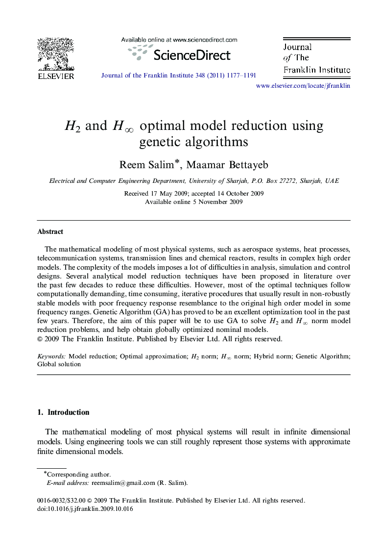 H2 and Hâ optimal model reduction using genetic algorithms