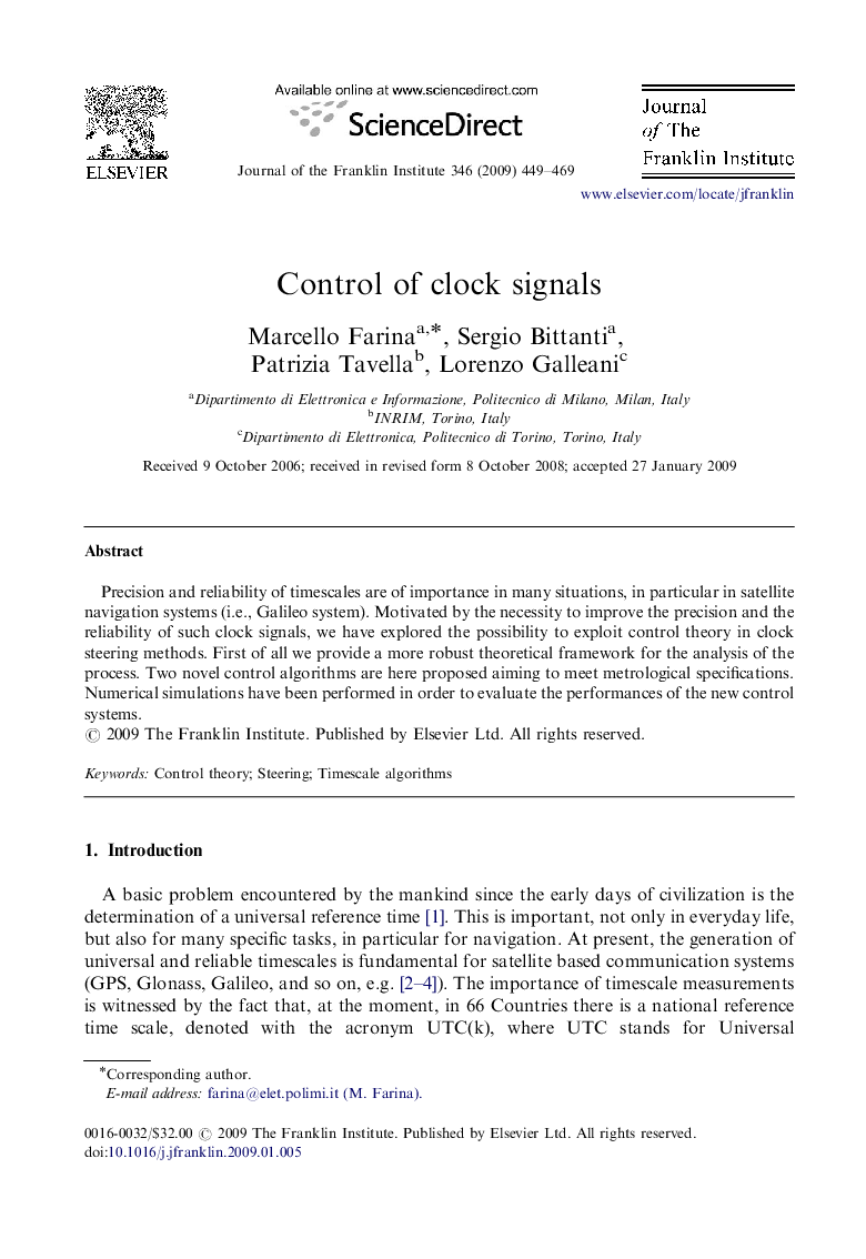 Control of clock signals