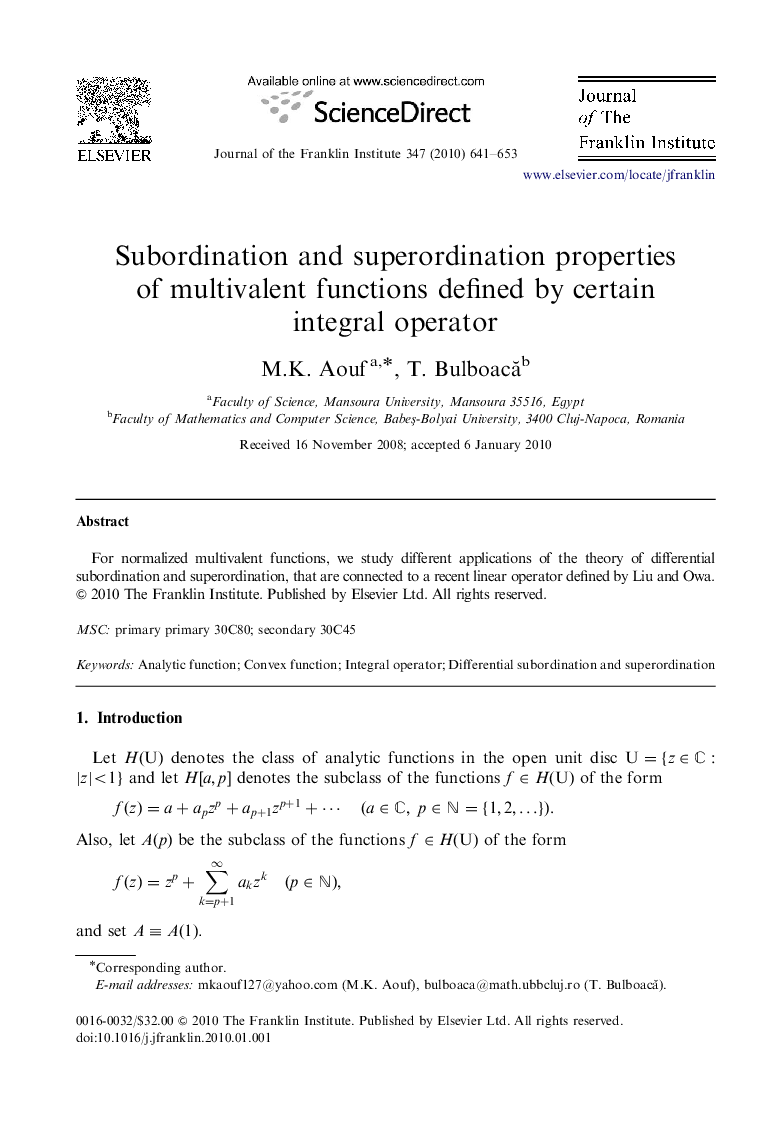 Subordination and superordination properties of multivalent functions defined by certain integral operator