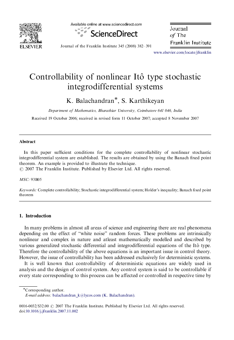 Controllability of nonlinear ItÃ´ type stochastic integrodifferential systems