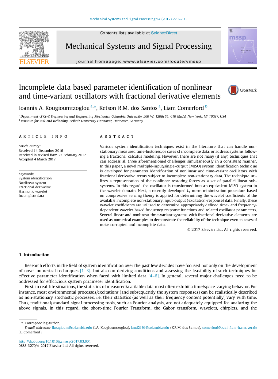 Incomplete data based parameter identification of nonlinear and time-variant oscillators with fractional derivative elements