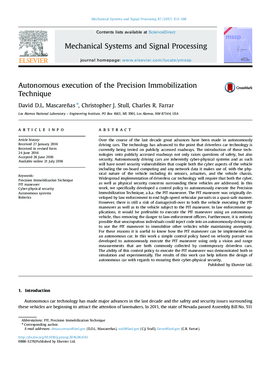 Autonomous execution of the Precision Immobilization Technique