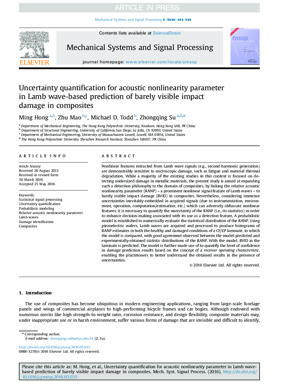 Uncertainty quantification for acoustic nonlinearity parameter in Lamb wave-based prediction of barely visible impact damage in composites