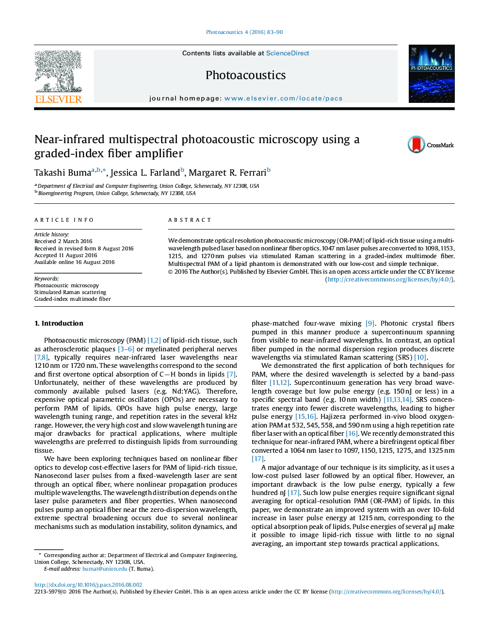 Near-infrared multispectral photoacoustic microscopy using a graded-index fiber amplifier