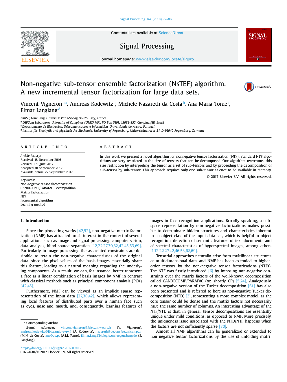 Non-negative sub-tensor ensemble factorization (NsTEF) algorithm. A new incremental tensor factorization for large data sets.