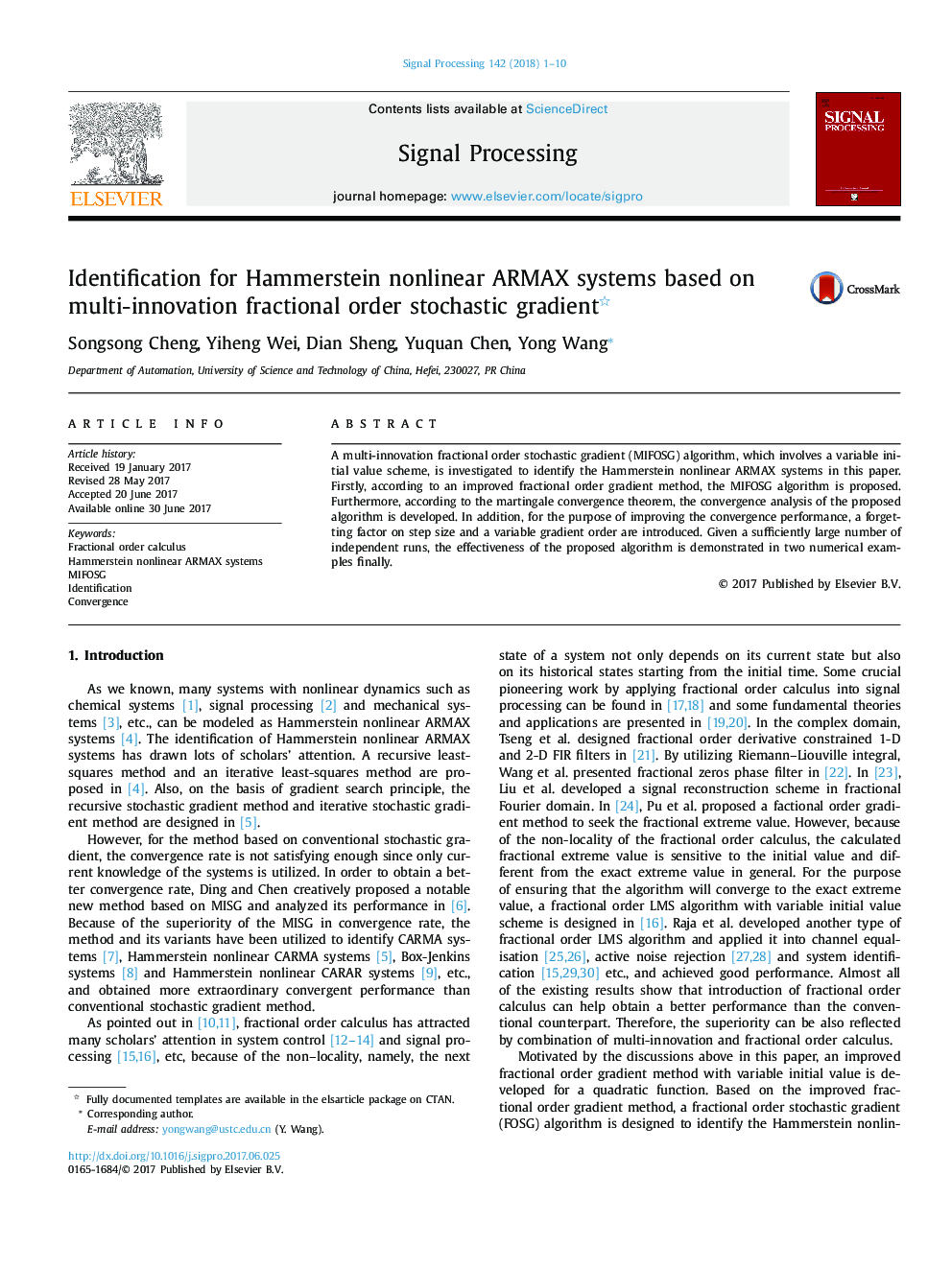 Identification for Hammerstein nonlinear ARMAX systems based on multi-innovation fractional order stochastic gradient