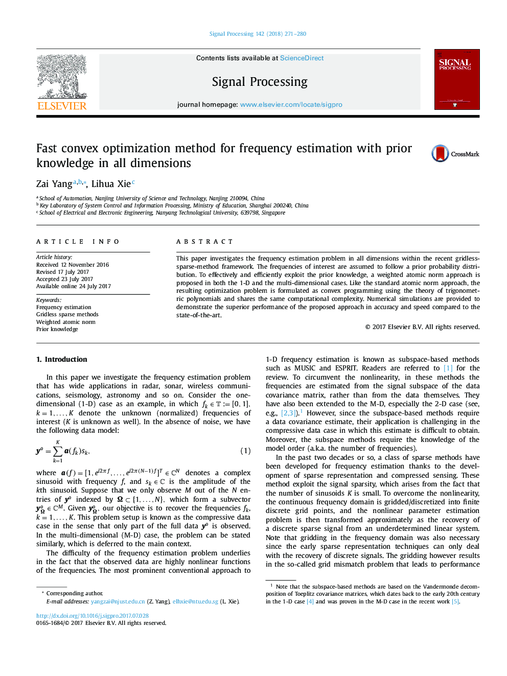 Fast convex optimization method for frequency estimation with prior knowledge in all dimensions