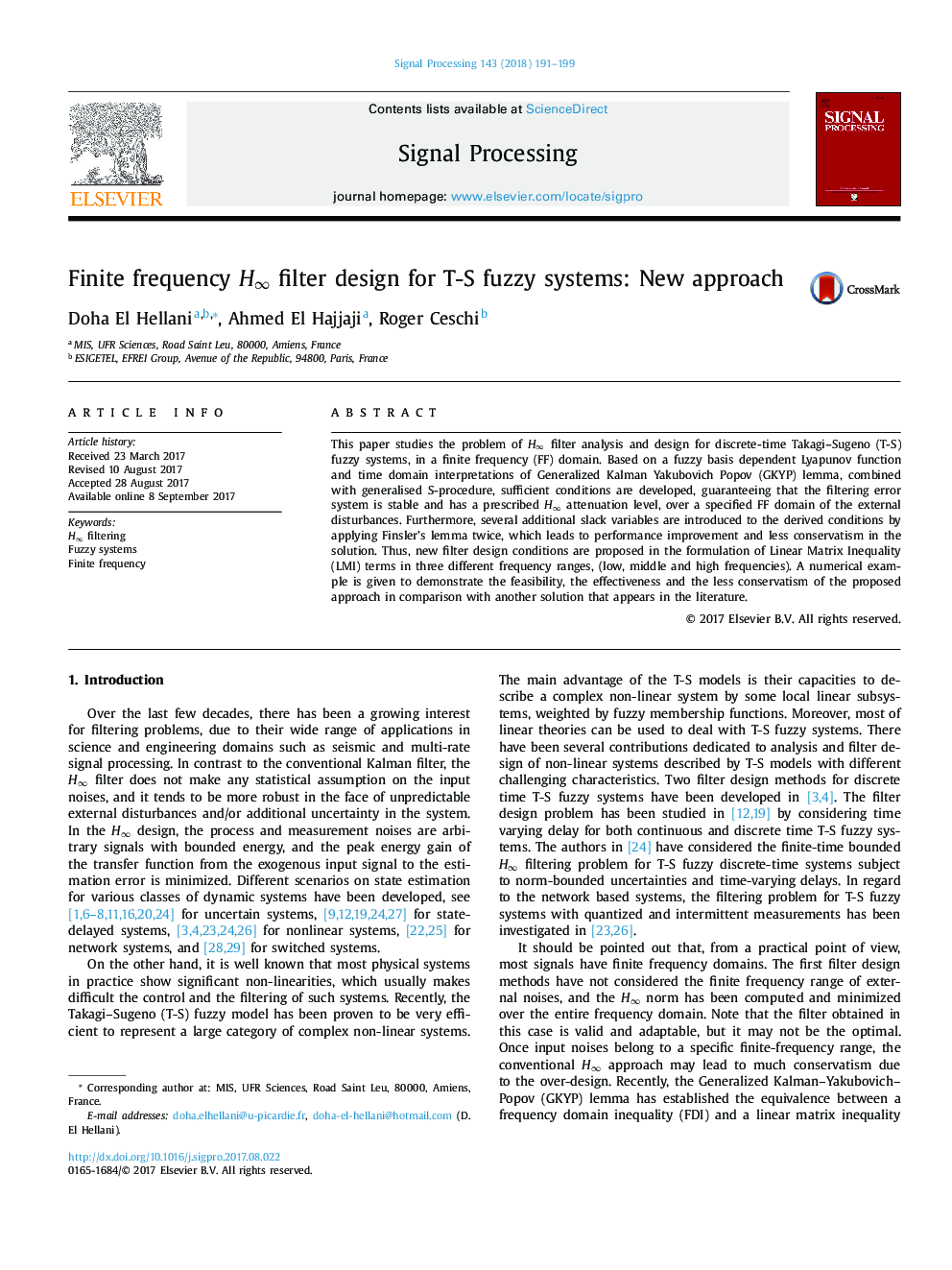 Finite frequency Hâ filter design for T-S fuzzy systems: New approach