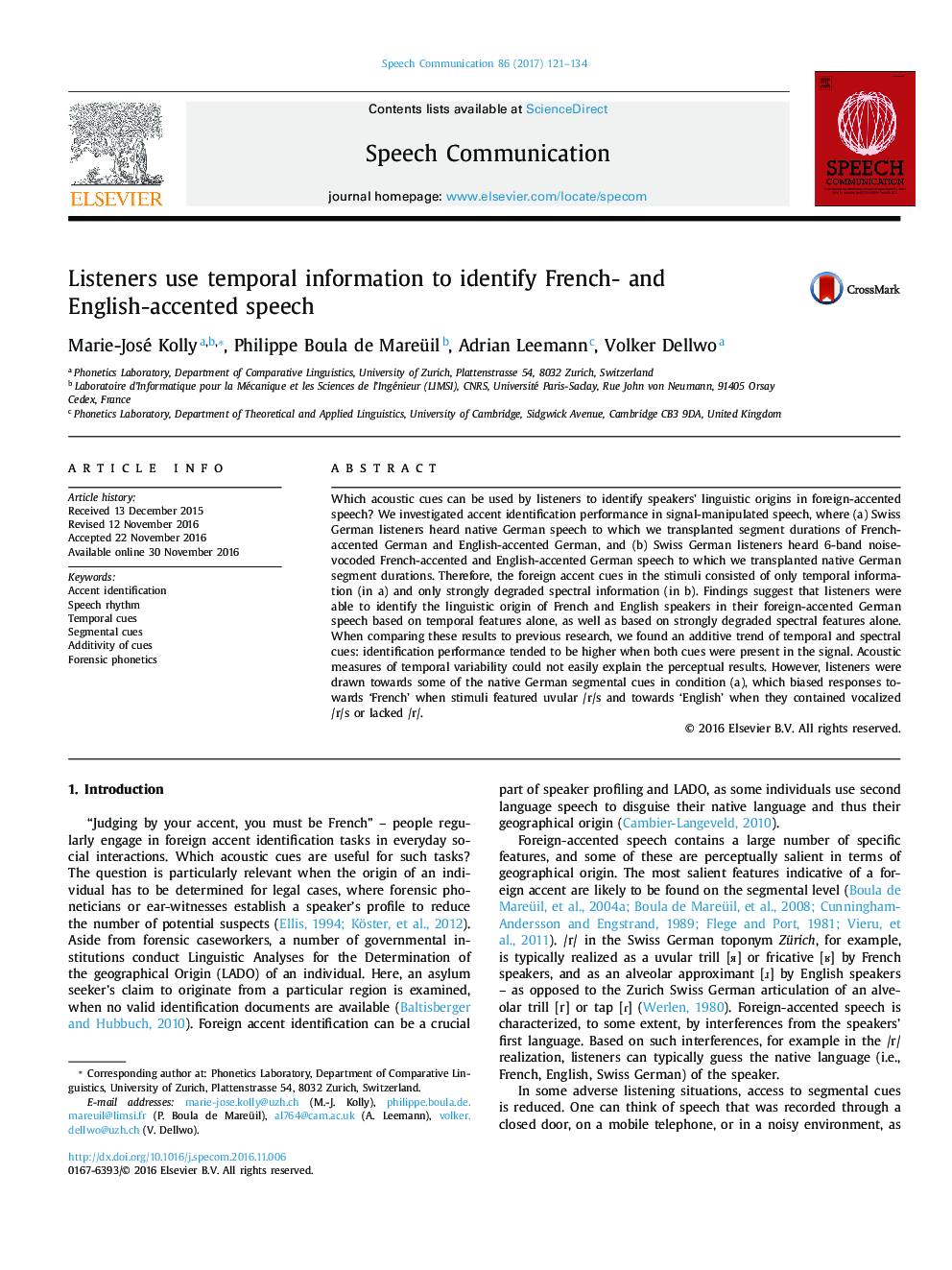 Listeners use temporal information to identify French- and English-accented speech