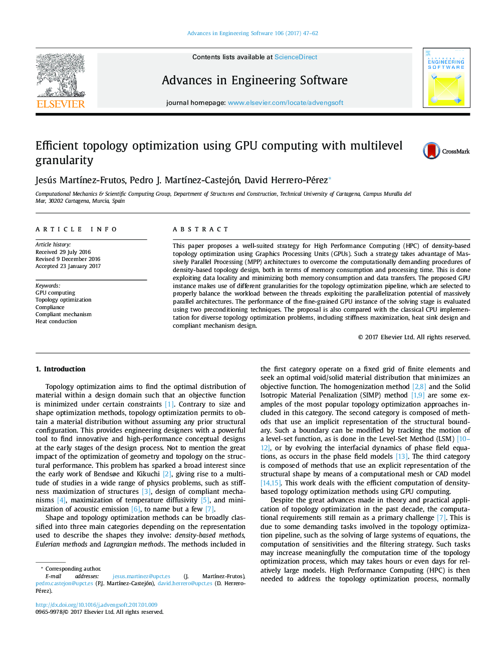 Efficient topology optimization using GPU computing with multilevel granularity