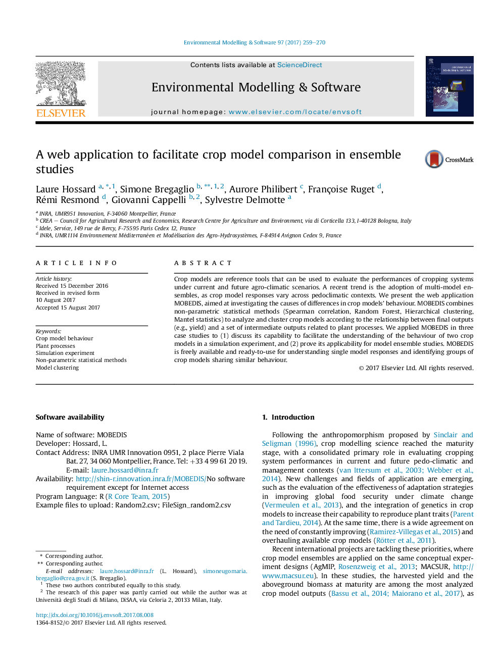 A web application to facilitate crop model comparison in ensemble studies