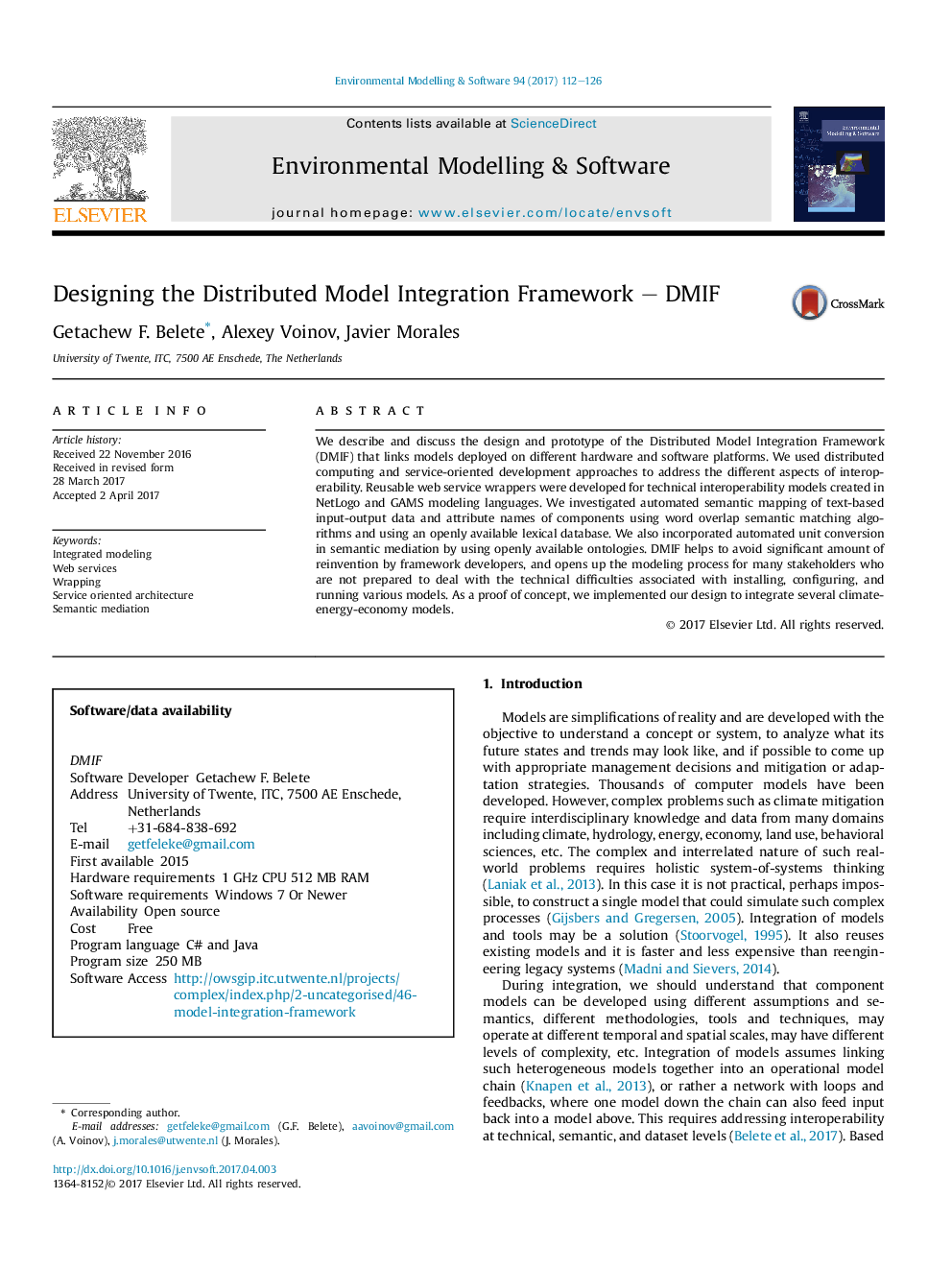 Designing the Distributed Model Integration Framework - DMIF