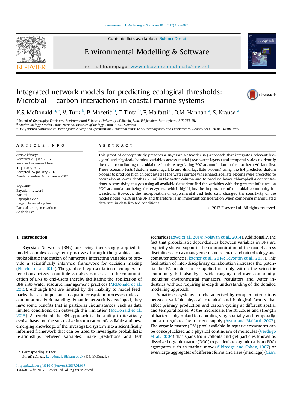 Integrated network models for predicting ecological thresholds: Microbial - carbon interactions in coastal marine systems