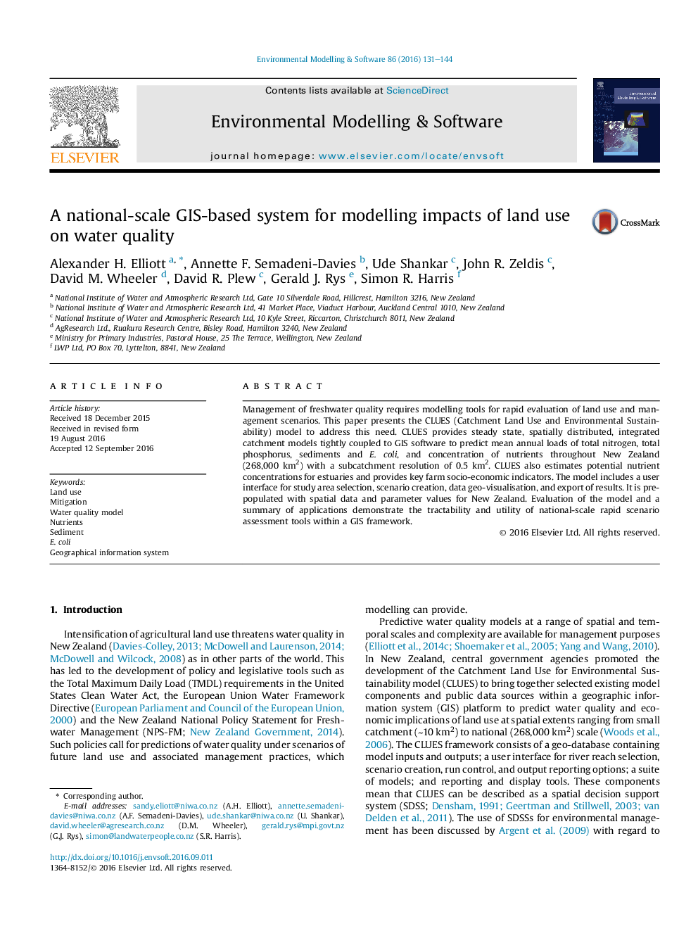 A national-scale GIS-based system for modelling impacts of land use on water quality