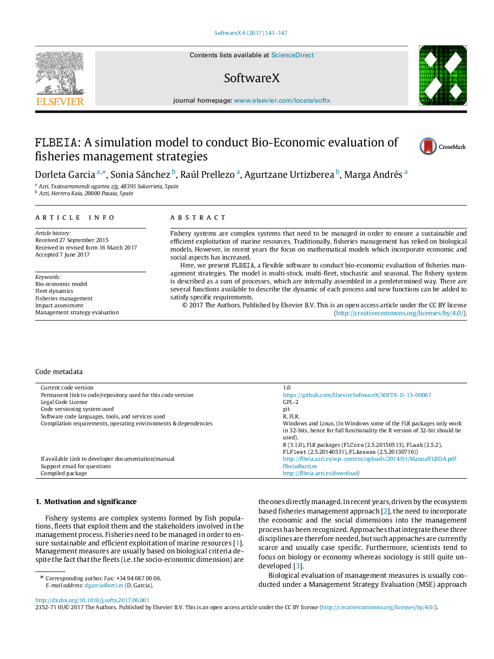 FLBEIA : A simulation model to conduct Bio-Economic evaluation of fisheries management strategies