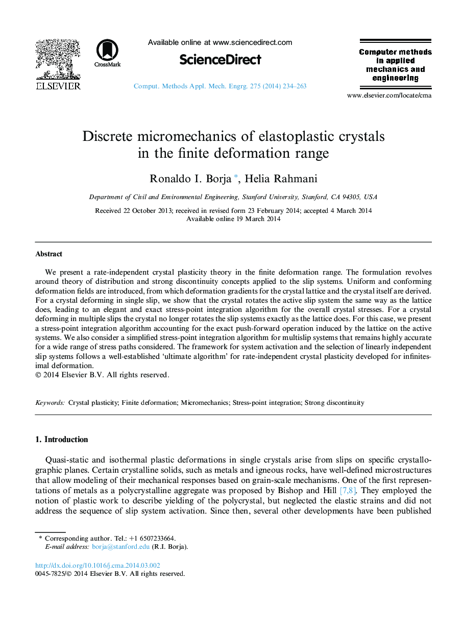 Discrete micromechanics of elastoplastic crystals in the finite deformation range