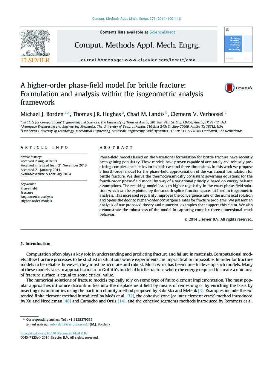 A higher-order phase-field model for brittle fracture: Formulation and analysis within the isogeometric analysis framework