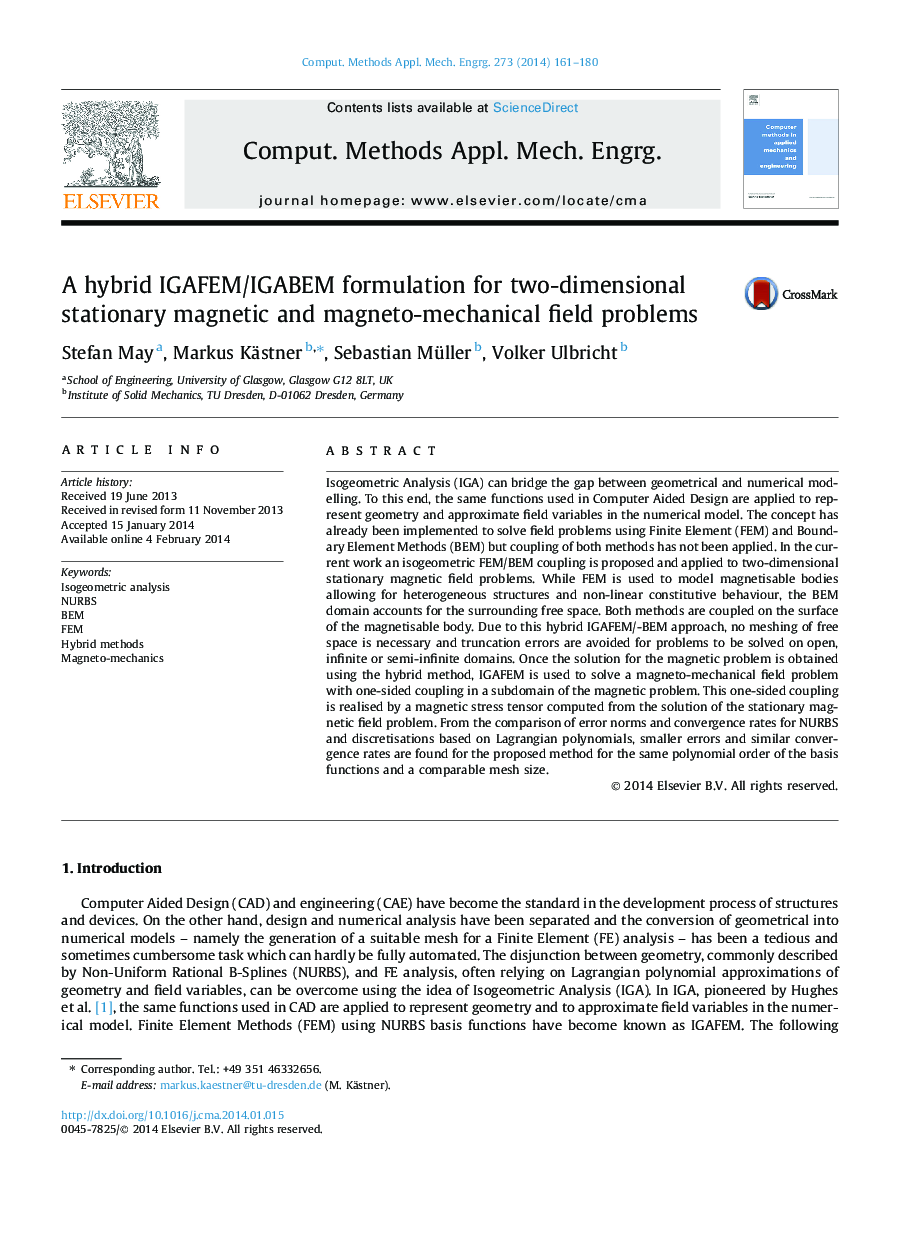 A hybrid IGAFEM/IGABEM formulation for two-dimensional stationary magnetic and magneto-mechanical field problems