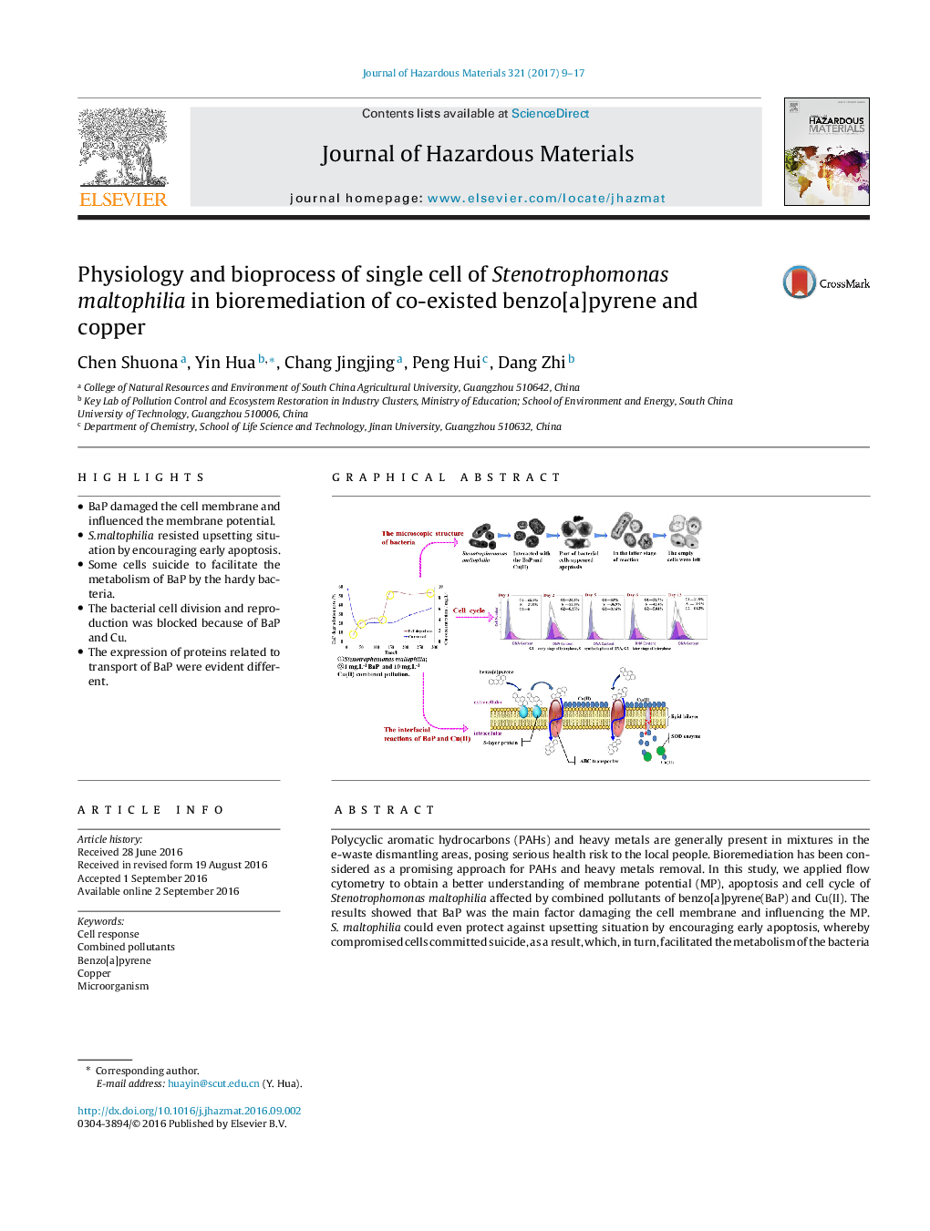 Physiology and bioprocess of single cell of Stenotrophomonas maltophilia in bioremediation of co-existed benzo[a]pyrene and copper