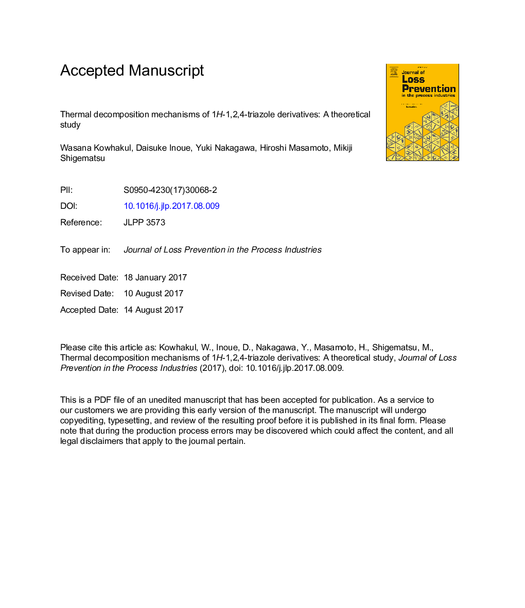 Thermal decomposition mechanisms of 1H-1,2,4-triazole derivatives: A theoretical study