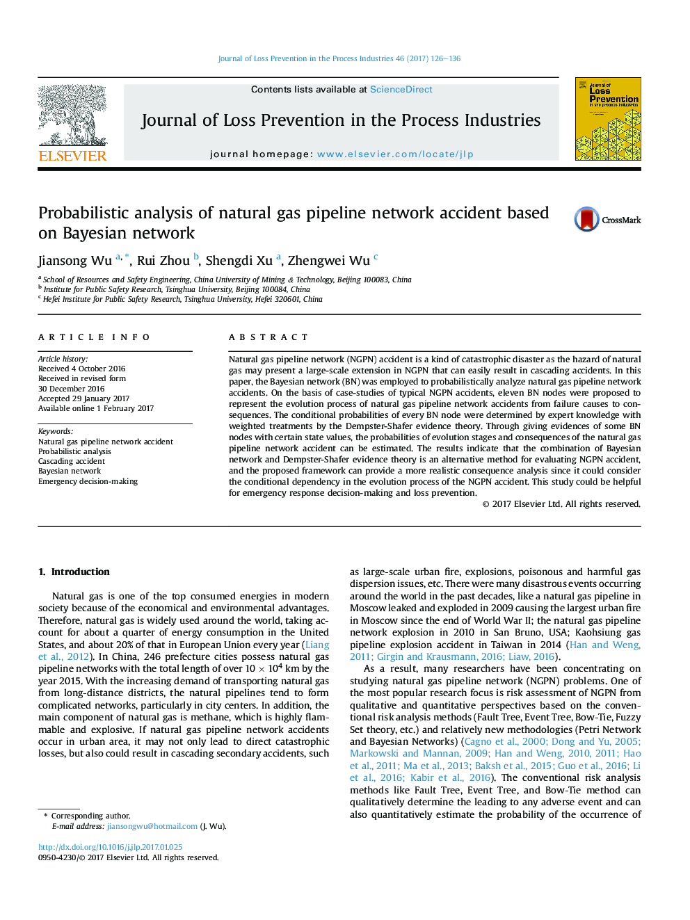 Probabilistic analysis of natural gas pipeline network accident based on Bayesian network