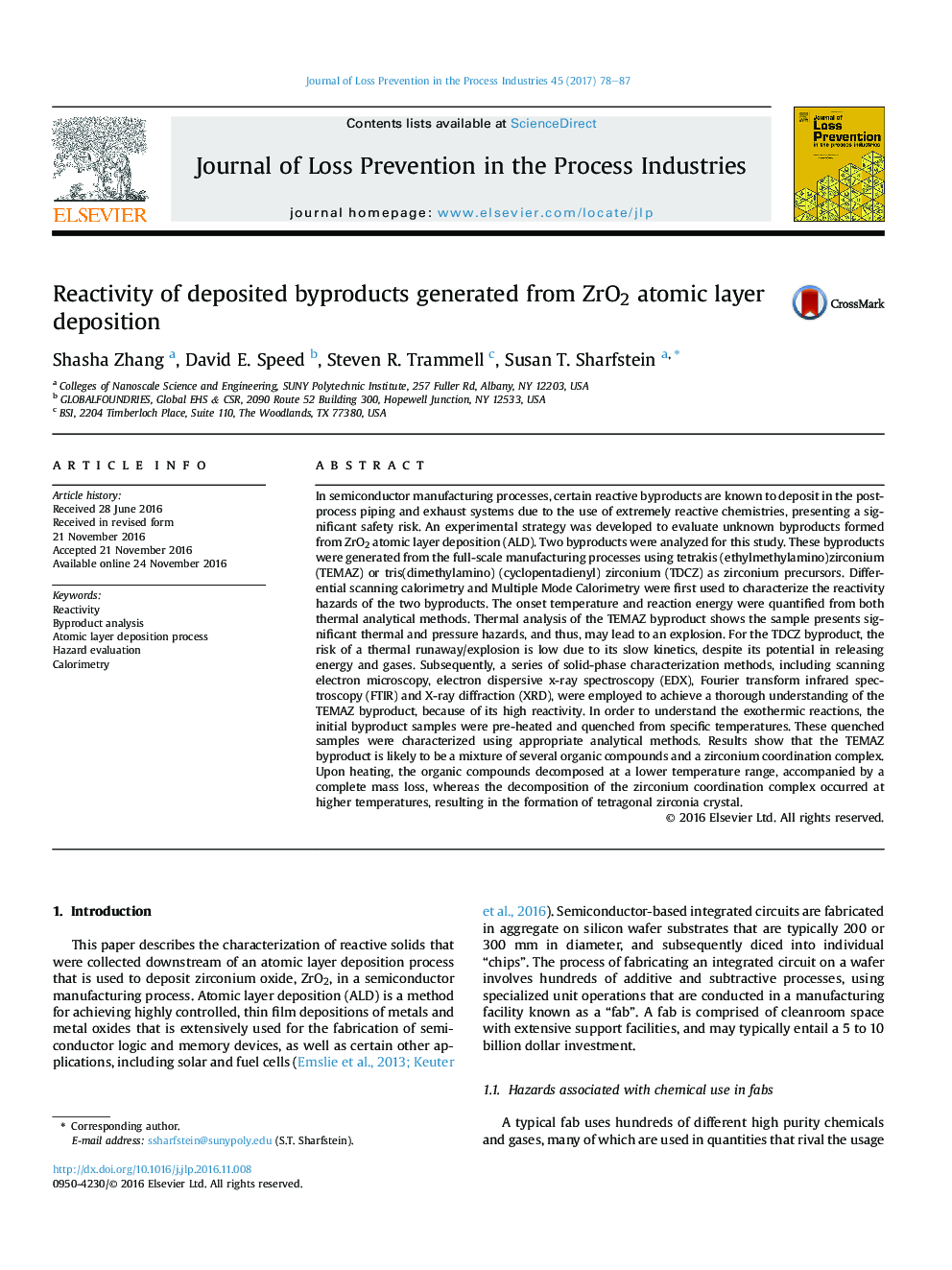 Reactivity of deposited byproducts generated from ZrO2 atomic layer deposition