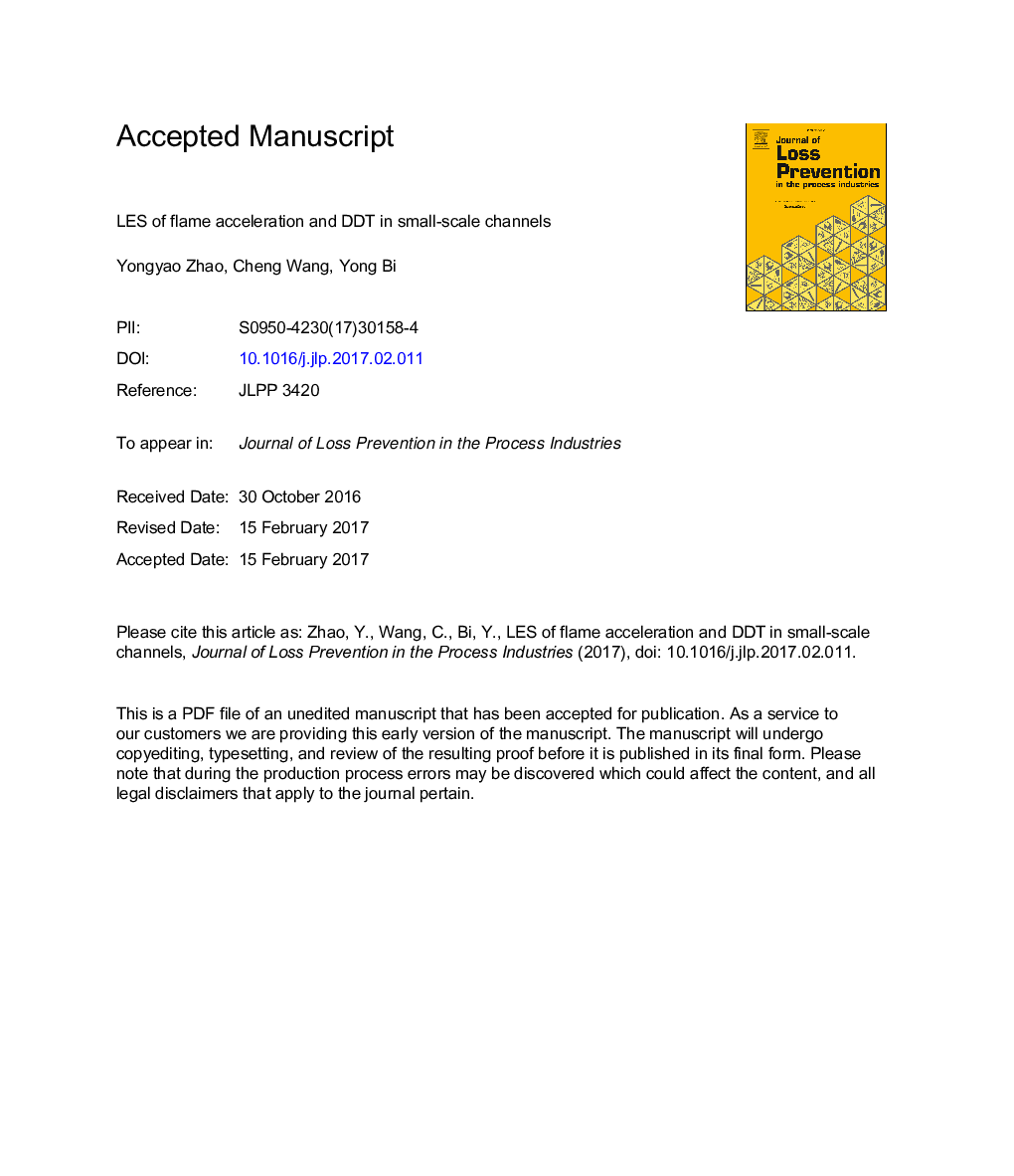 LES of flame acceleration and DDT in small-scale channels