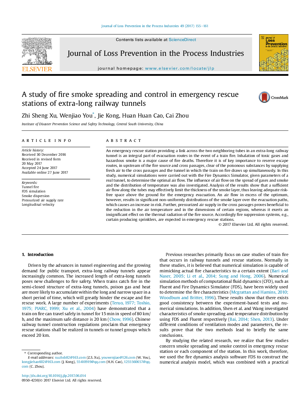 A study of fire smoke spreading and control in emergency rescue stations of extra-long railway tunnels