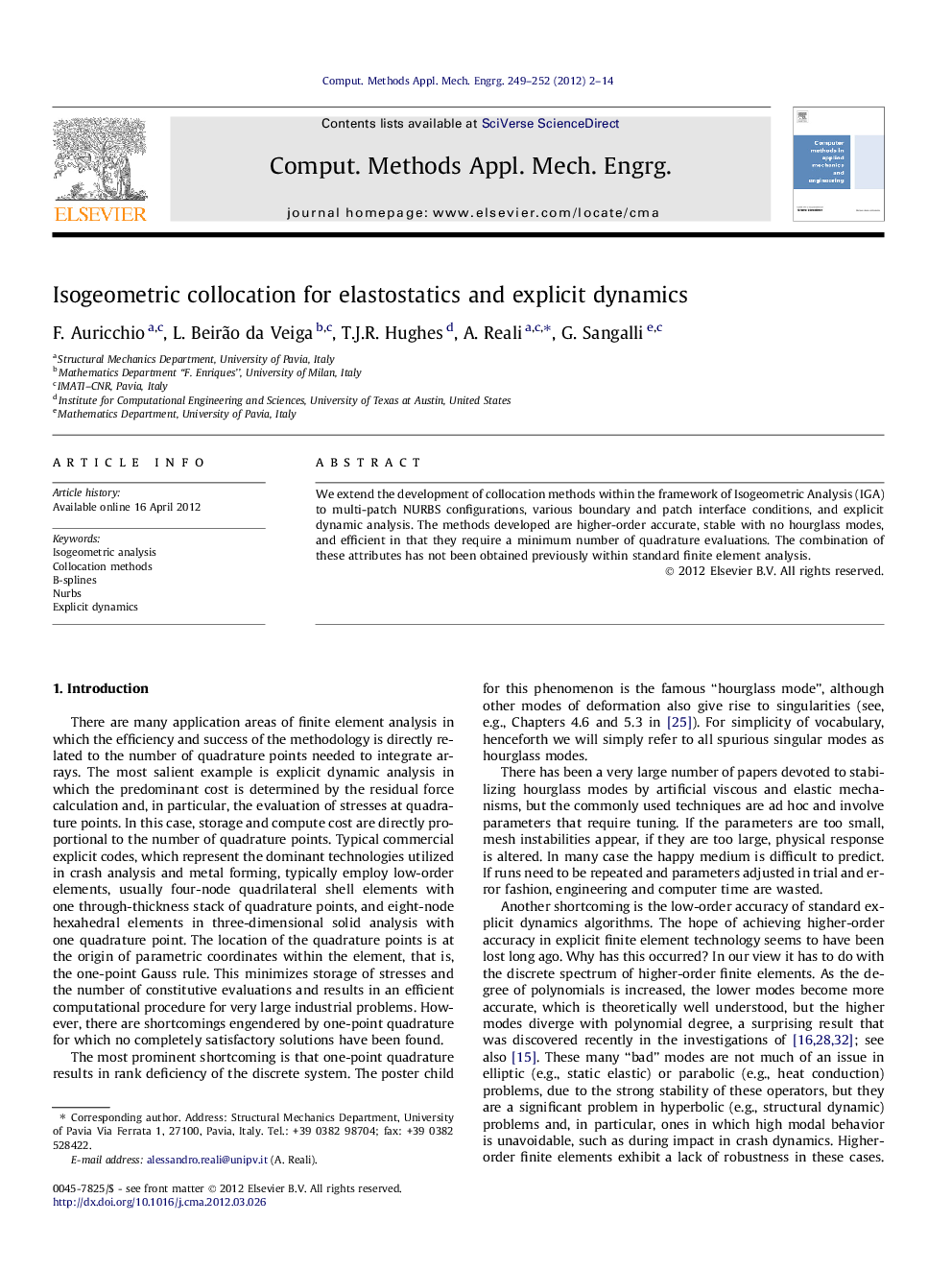 Isogeometric collocation for elastostatics and explicit dynamics