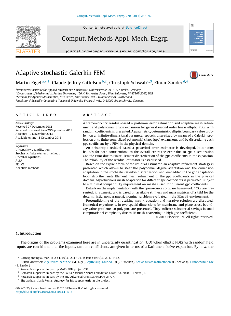 Adaptive stochastic Galerkin FEM