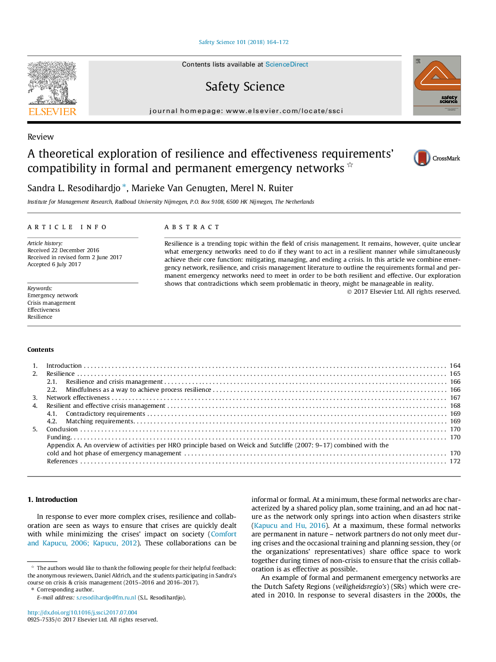 A theoretical exploration of resilience and effectiveness requirements' compatibility in formal and permanent emergency networks