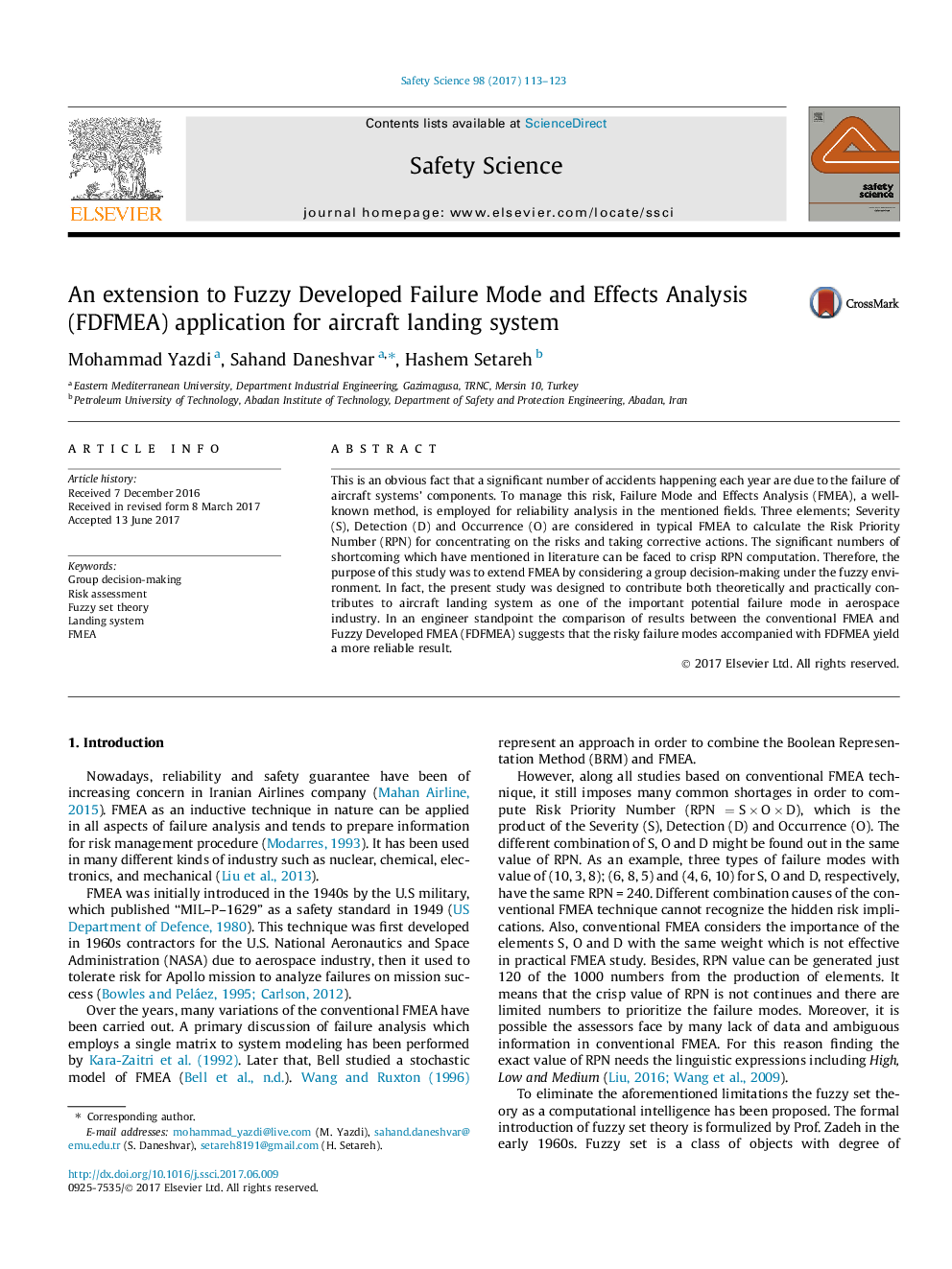 An extension to Fuzzy Developed Failure Mode and Effects Analysis (FDFMEA) application for aircraft landing system