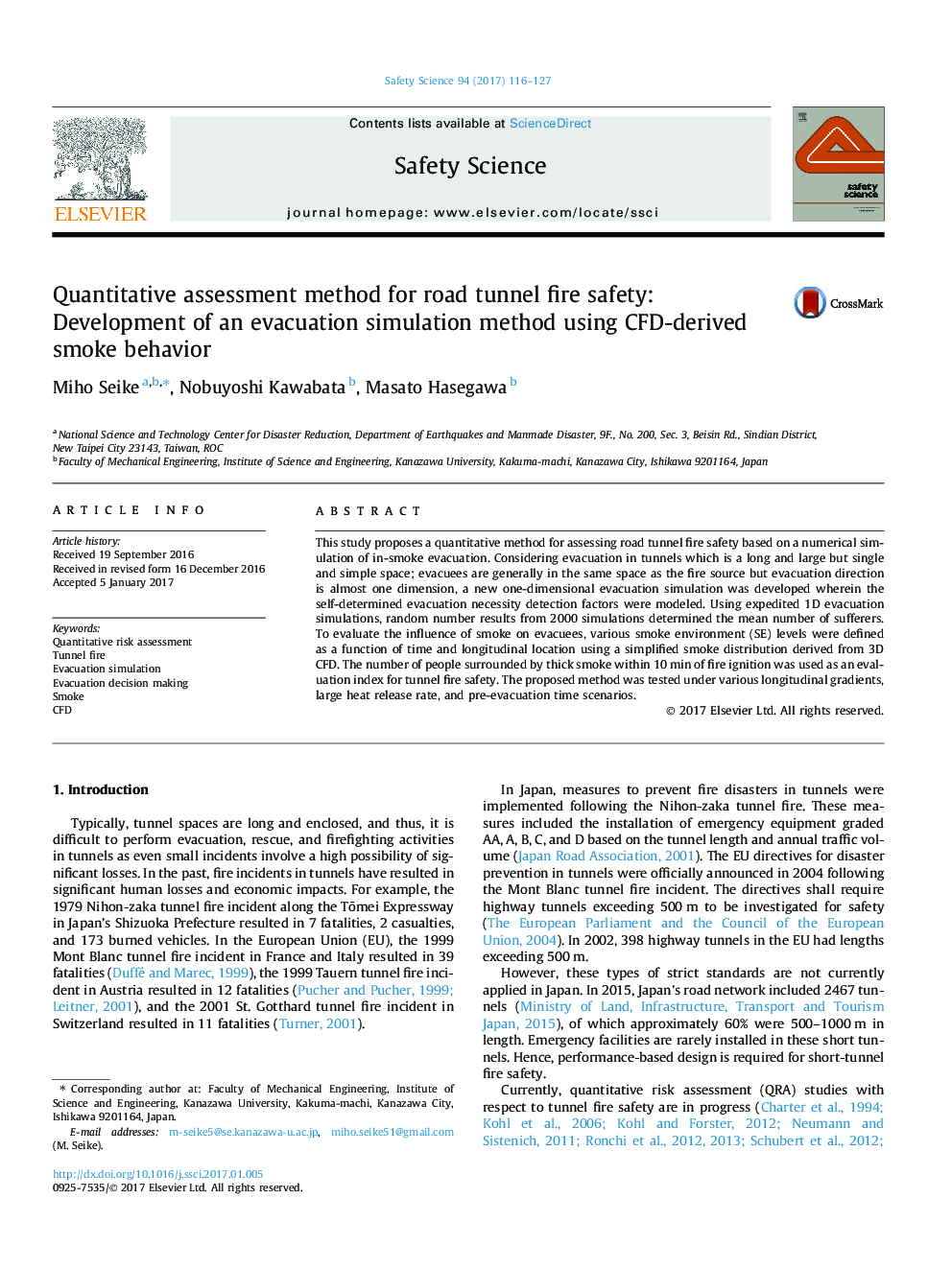 Quantitative assessment method for road tunnel fire safety: Development of an evacuation simulation method using CFD-derived smoke behavior