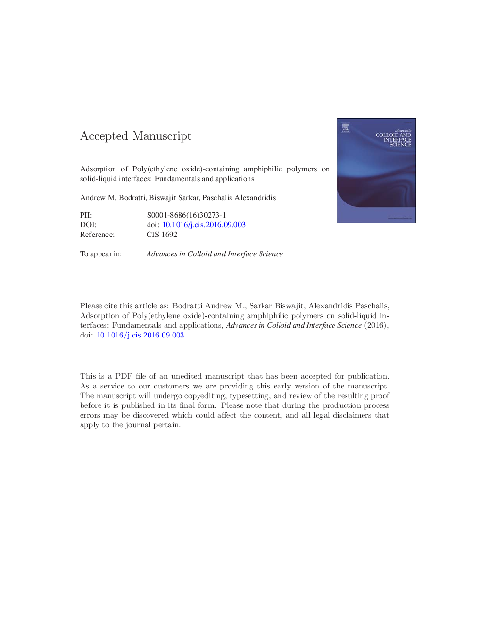 Adsorption of poly(ethylene oxide)-containing amphiphilic polymers on solid-liquid interfaces: Fundamentals and applications