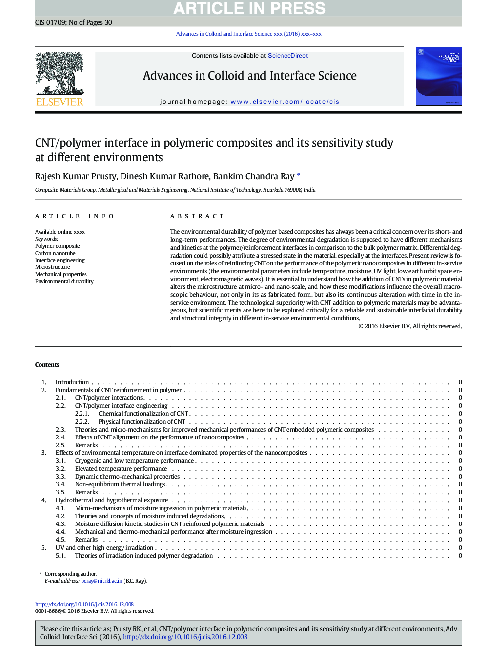 CNT/polymer interface in polymeric composites and its sensitivity study at different environments