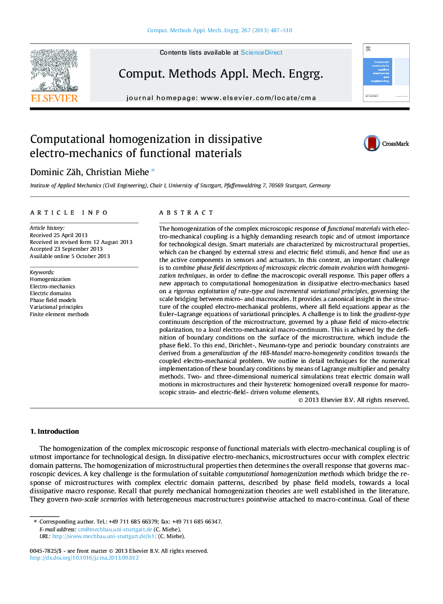 Computational homogenization in dissipative electro-mechanics of functional materials