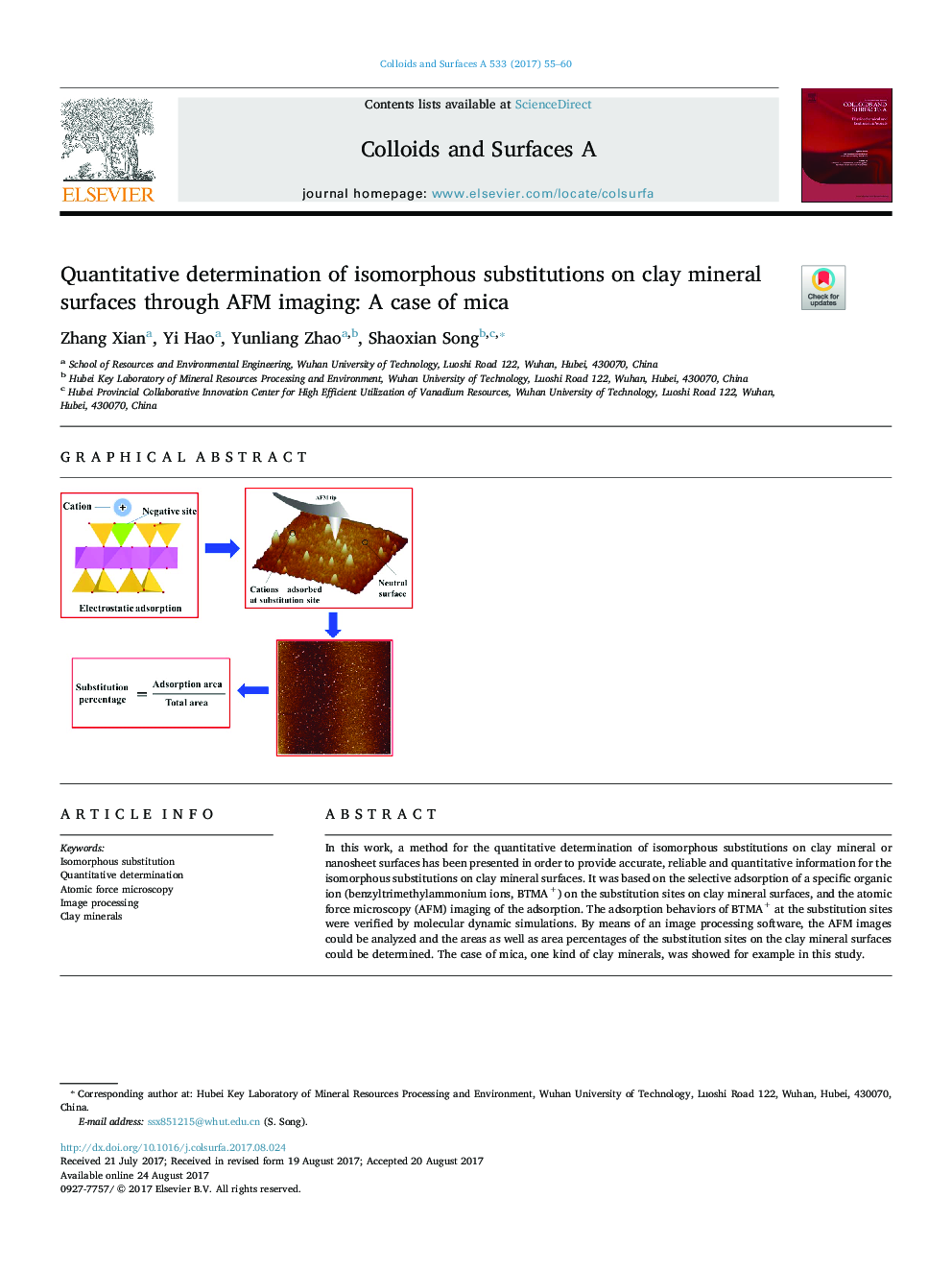 Quantitative determination of isomorphous substitutions on clay mineral surfaces through AFM imaging: A case of mica