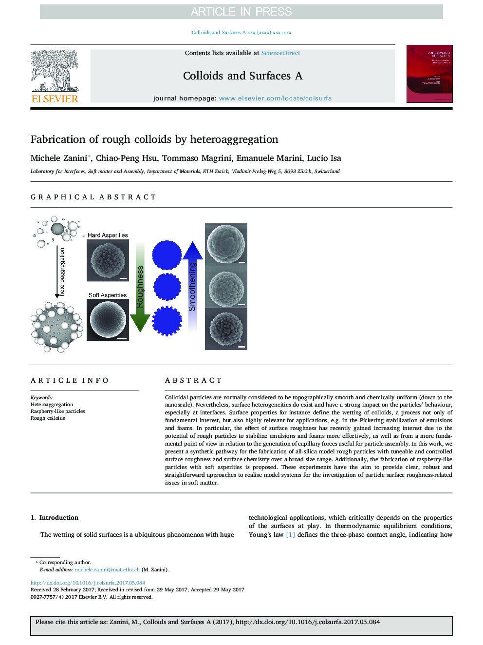Fabrication of rough colloids by heteroaggregation