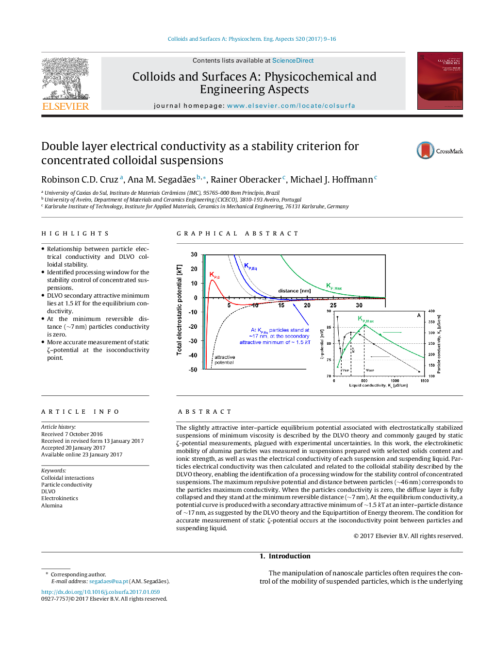 Double layer electrical conductivity as a stability criterion for concentrated colloidal suspensions