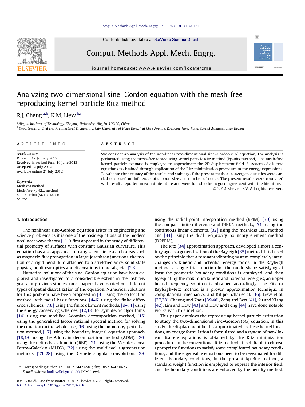 Analyzing two-dimensional sine–Gordon equation with the mesh-free reproducing kernel particle Ritz method