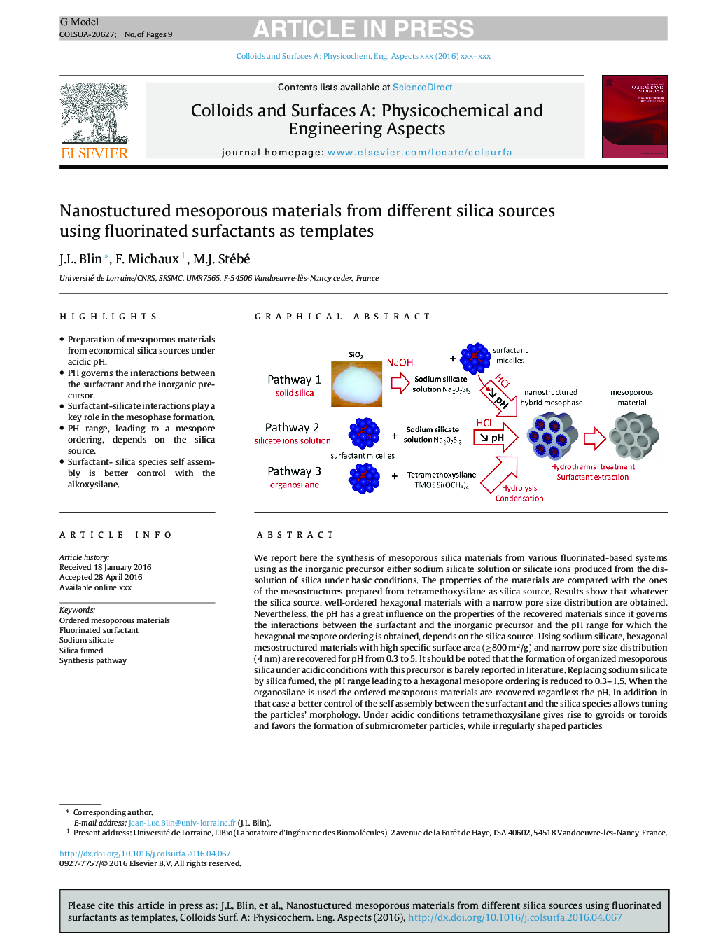 Nanostuctured mesoporous materials from different silica sources using fluorinated surfactants as templates