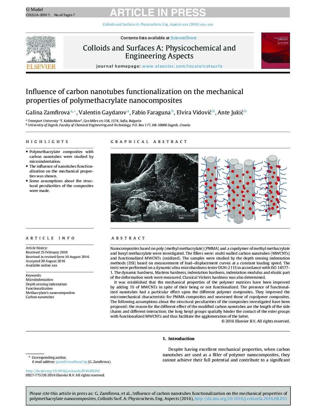 Influence of carbon nanotubes functionalization on the mechanical properties of polymethacrylate nanocomposites