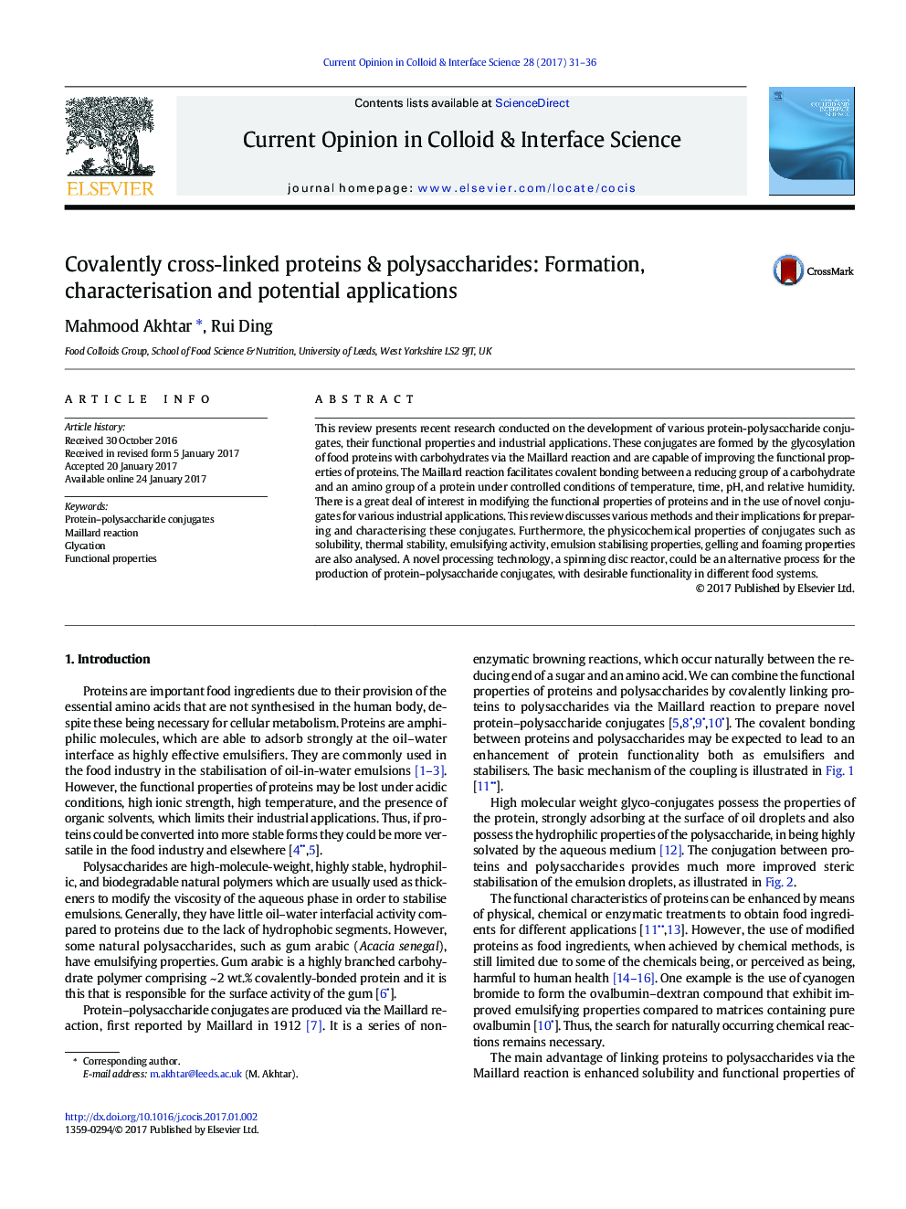 پروتئین ها و پلی ساکارید های کوانتومی متقاطع: تشکیل، خصوصیات و کاربردهای بالقوه 