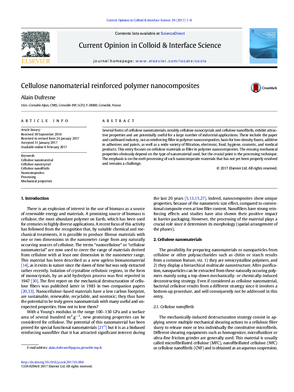 Cellulose nanomaterial reinforced polymer nanocomposites