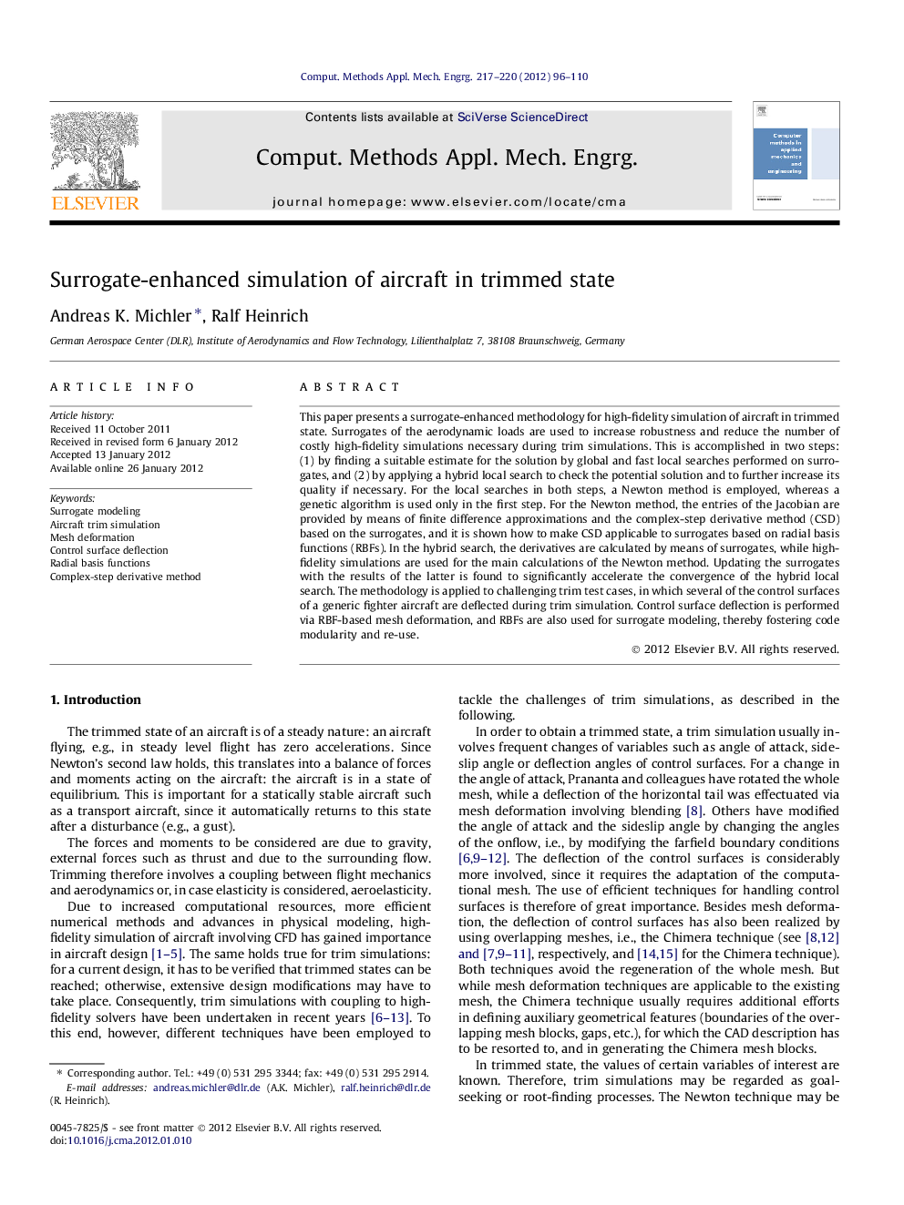 Surrogate-enhanced simulation of aircraft in trimmed state