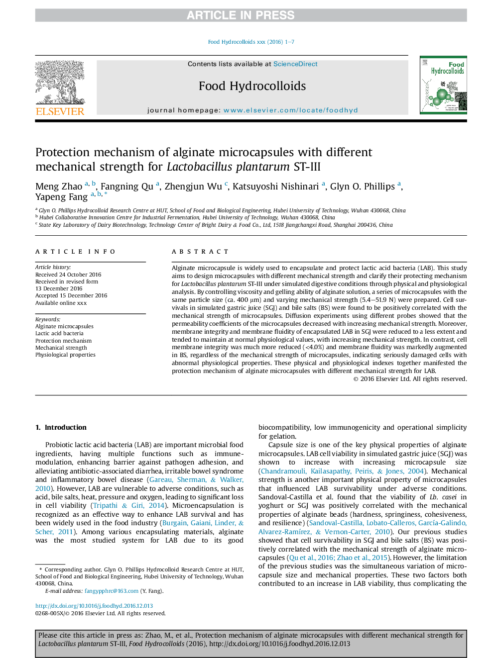 Protection mechanism of alginate microcapsules with different mechanical strength for Lactobacillus plantarum ST-III