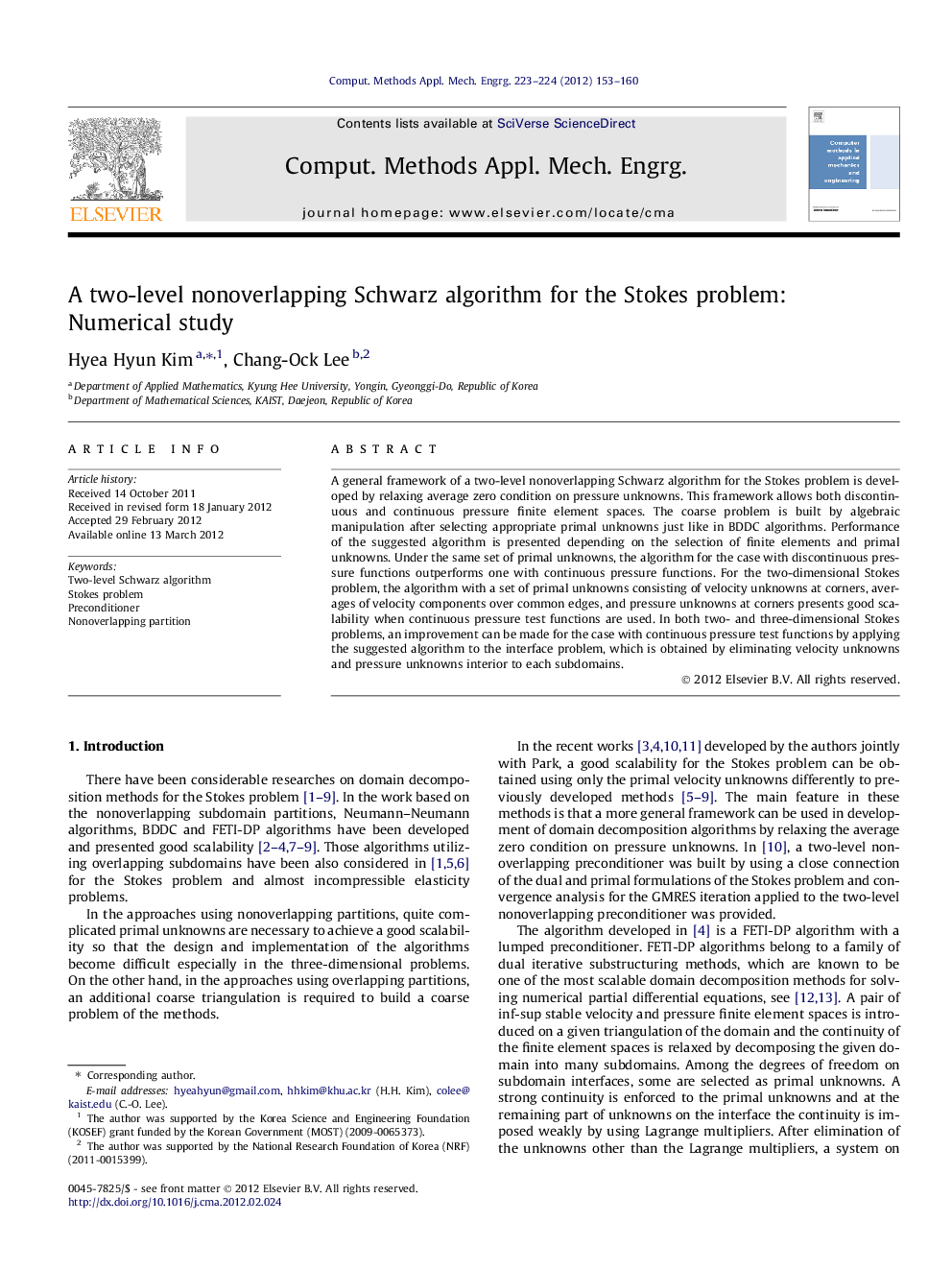 A two-level nonoverlapping Schwarz algorithm for the Stokes problem: Numerical study