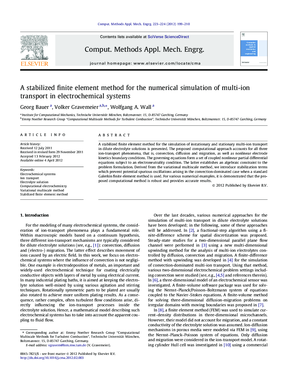 A stabilized finite element method for the numerical simulation of multi-ion transport in electrochemical systems