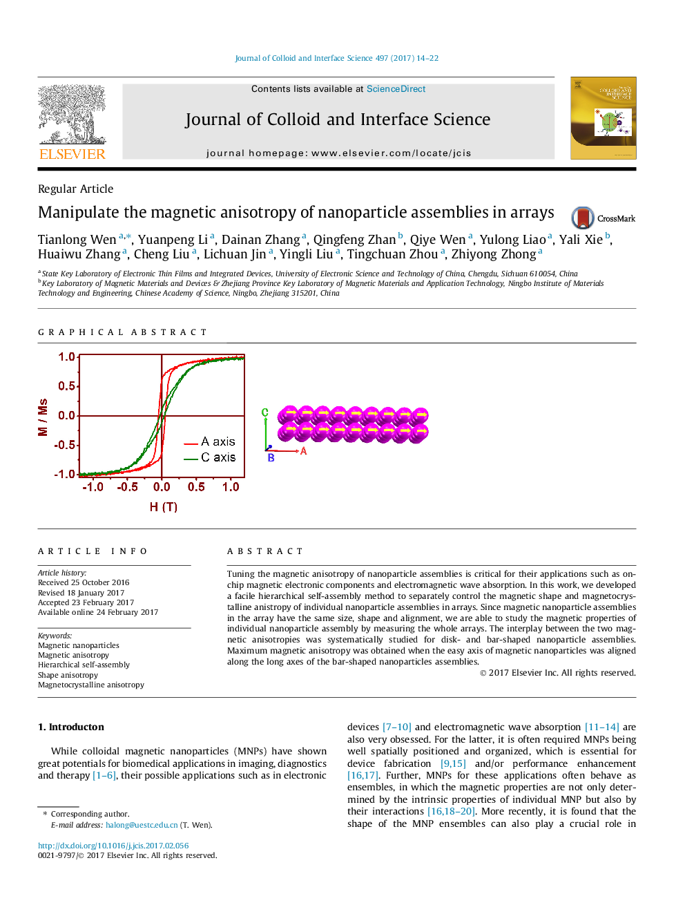 Manipulate the magnetic anisotropy of nanoparticle assemblies in arrays